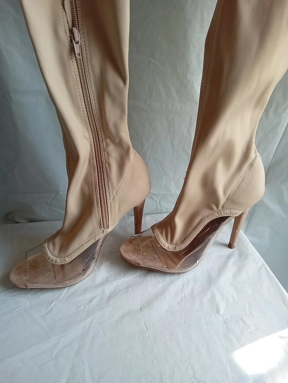 Shoe Republic LA Beige Over-the-Knee Stiletto‎ Boots